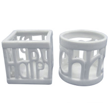 Branco cavidade para fora porcelana Craft Candle Holder